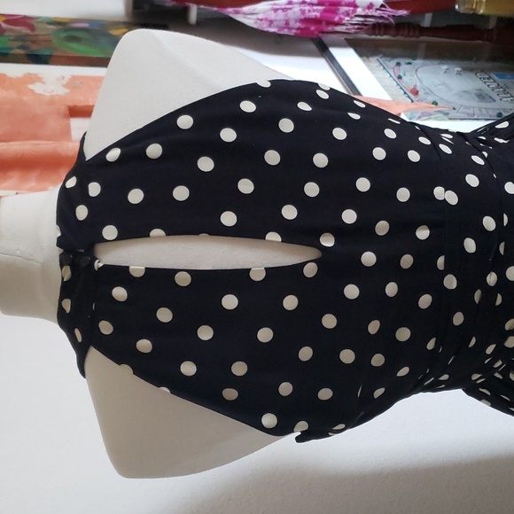 Zara Black Halter Style Pin Up Polka Dot Dress Size Medium - Picture 5 of 11